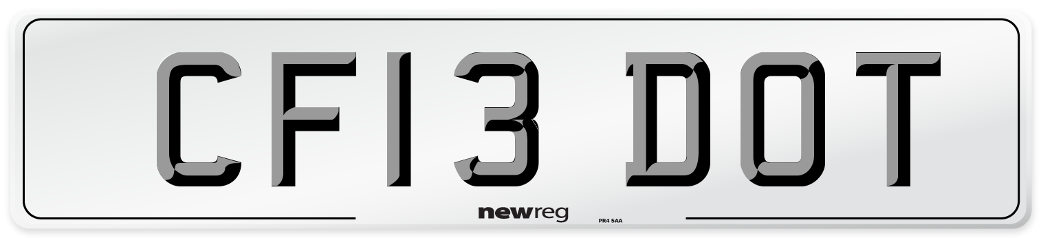 CF13 DOT Number Plate from New Reg